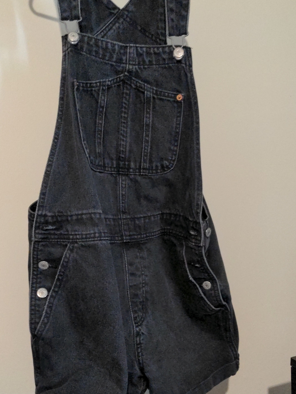 Old Navy Size M Black Denim Short Overalls